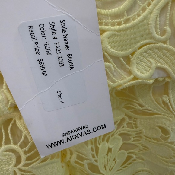 Aknvas Yellow Floral Lace Mini Dress - Picture 2 of 3